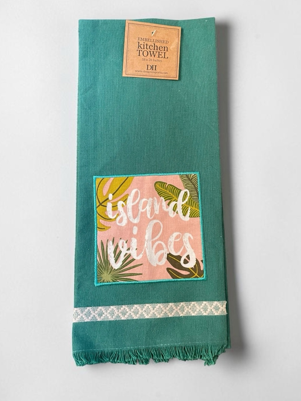 Island Vibes Kitchen Towel Tropical Coastal Grandmillennial Boho Decor